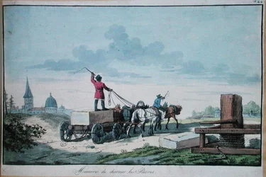 Der Transport von Steinen für den Bau