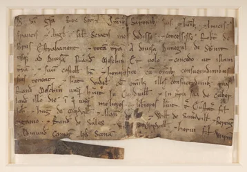 Urkunde von David I., König der Schotten (gest. 1153), an Robert de Brus, gewährt ihm Annandale