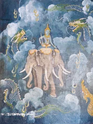 Fresko, das eine Szene aus dem Leben Buddhas darstellt, Wat Phra That Doi Suthep Tempel