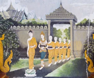 Fresko, das eine Szene aus dem Leben Buddhas darstellt, Wat Phra That Doi Suthep Tempel
