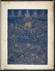 Eine von 12 Zeichnungen, die tibetische Gottheiten darstellen, von einem tibetischen Künstler, wahrscheinlich in Lhasa, um 1800