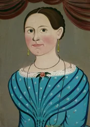 Frau in einem blauen Kleid