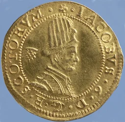 4-Pfund-Schottland (Hutstück) von James VI, Edinburgh-Münze, 1591 (Vorderseite)