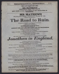 Theaterprogramm für das Theatre Royal, Edinburgh, 29. Dezember 1825