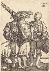 Fahnenträger, Trommler und Pfeifer
