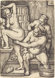 Drei Frauen beim Baden