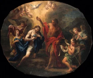 Vorderseite: Die Taufe Christi; Rückseite: Porträt eines heiligen Bischofs