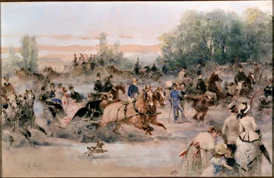 Verkehr von Kutschen auf dem Bastion von Porta Venezia in Mailand