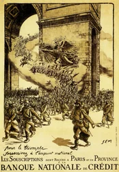 Politisches Plakat. Frankreich. 1917. Im Namen des Sieges, zeichnet die Nationalanleihe.