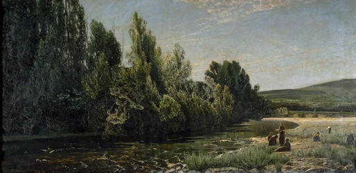 Die Ufer des Flusses Bormida, Italien