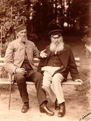 Yakov Polonsky und Afanasy Fet, russische Dichter, ca. 1890