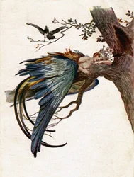 Literatur. Märchen. Der blaue Vogel. Illustration von J. Solomko, Tschechien