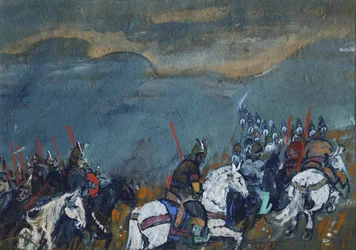 Armee des Zaren Dodon. Illustration zu A. Puschkins Märchen „Der goldene Hahn“