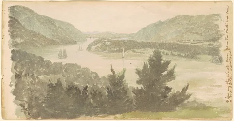 Blick auf den North River von der nordwestlichen Ecke von Fort Clinton—West Point