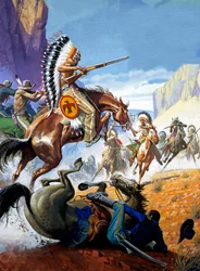 Scharmützel zwischen Indianern und Soldaten