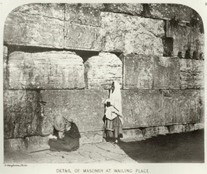 Außenansicht von Haram-Ash-Sharif, Detail des Mauerwerks am Klagemauer, ca. 1864-65