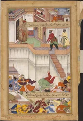 Akbar-nama, Adham Khan wird zu Tode gestürzt