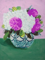 Farbenfrohe Hortensienvase