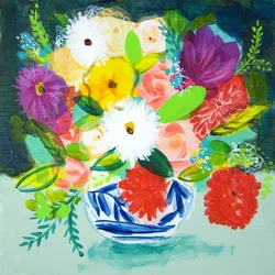 Leuchtende gemalte Blumen