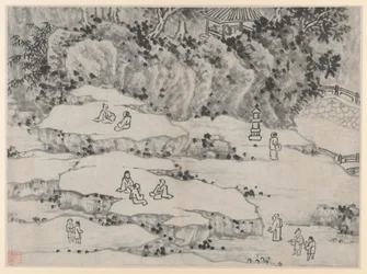 Zwölf Ansichten des Tigerhügels, Suzhou: Die nickende Steinterrasse, Tigerhügel..., nach 1490