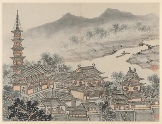 Zwölf Ansichten des Tigerhügels, Suzhou: Die Tausend-Buddha-Halle und die Pagode des „Wolkigen Kliffs“ Klosters