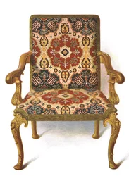 Vergoldeter Stuhl mit Stickerei, 1906