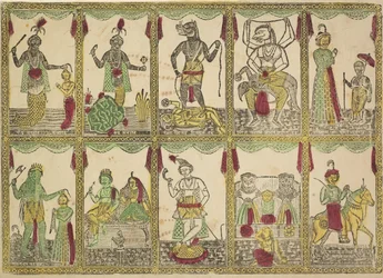 Das Avataras, zehn Inkarnationen Vishnus (Rückseite)