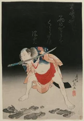 Arashi Rikan II als Danshichi Kurōbei im Spiegel von Naniwa: Das Sommerfest