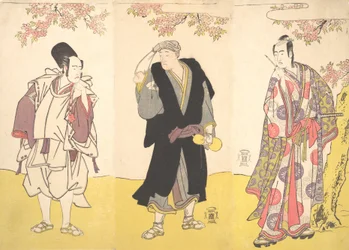 Kabuki-Schauspieler Ichikawa Yaozo III, Onoe Matsusuke I und Sawamura Sojuro III, 11. Monat, 1786