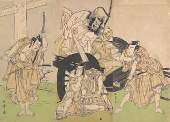 Kabuki-Schauspieler Ichikawa Yaozo II, Nakajima Mihoemon II, Ichikawa Ebizo III ..., 7. Monat, 1776