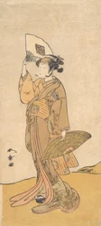Nakamura Matsue II als Frau auf einem Hügel stehend, 1773