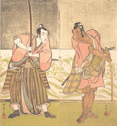 Der Schauspieler Sakata Hangoro II und der Schauspieler Matsumoto Koshiro IV