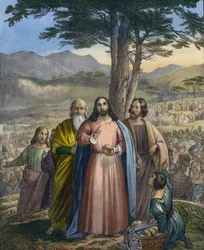 Christus speist die Menge (farbiger Stich)
