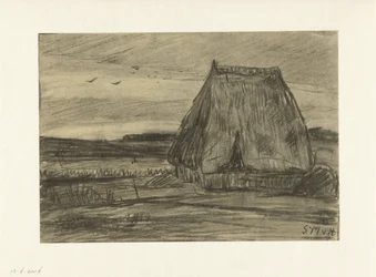 Landschaft mit Hütte