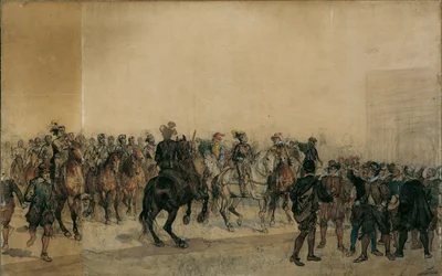 Die Ankunft der Kürassiere im Burghof