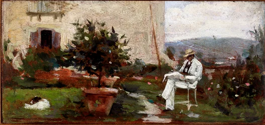 Luigi Tommasi in seinem Garten