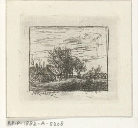 Landschaft mit Häusern und Bäumen