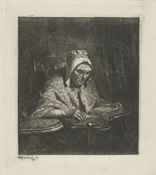 Lesende alte Frau