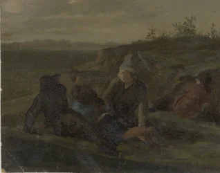 Bauern, die sich auf einer Wiese ausruhen