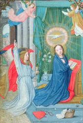 Die Verkündigung, Miniatur aus dem Norfolk Stundenbuch