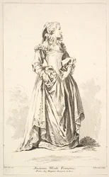 Ancienne Mode Françoise, aus Recueil de diverses fig.res étrangères Inventées par..., 18. Jahrhundert
