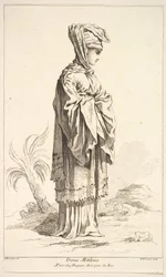 Dona Mitilena, aus Recueil de diverses figures étrangères Inventées par F. Bouche, 18. Jahrhundert