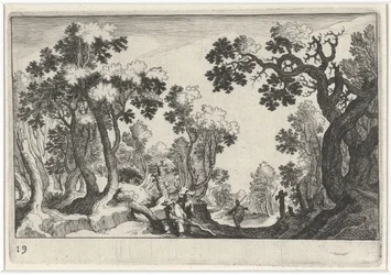 Waldlandschaft mit Bauern