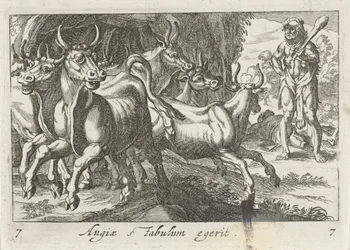 Herkules hütet die Herde von Geryon