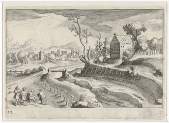 Hügellandschaft mit einer Kapelle