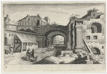 Stadtansicht mit einer Ruine