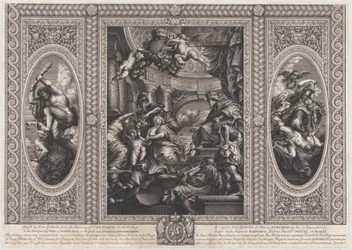 Eine allegorische Szene, die die Vorteile der Herrschaft von James zeigt, weise Regierung, 1720