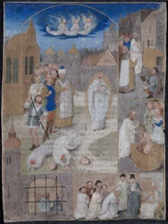 Blatt aus einem Brevier von Karl dem Kühnen und Margarete von York: Das Martyrium des Heiligen Denis