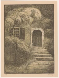 Tür mit Steintreppe