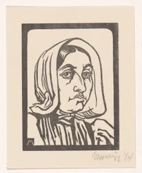 Kopf einer Frau mit Haube